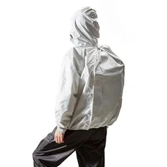 [THE ROOTS] レインスーツ リュック対応 上下セット リュックインレインスーツ メンズ 収納袋付き 梅雨 通勤 通学 自転車 レインウェア カッパ 雨合羽 雨具 透湿防水生地 カッパ シンプル アウトドア 自転車運転 (ライトグレー, 3L)