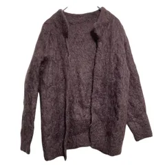 ニット セーター カーディガン レディース M～ ブラウン ボタンレス ハンドメイド 古着卸 アメリカ仕入 a612-8132