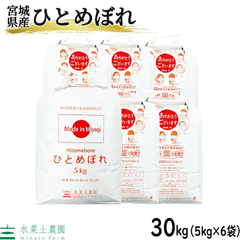 お米 米 白米 精米 ひとめぼれ 30kg（5kg×6袋） 宮城県産 令和6年産 古代米お試し袋付き