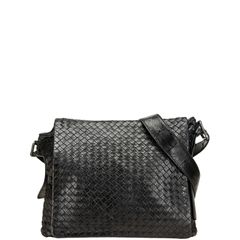 ボッテガヴェネタ イントレチャート 斜め掛け ショルダーバッグ ブラック レザー レディース BOTTEGAVENETA【1-0219965】