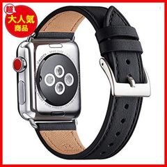 【送料無料】ブラック/シルバーバックル_38/40/41mm コンパチブル Apple Watch バンド 本革製 レザーを使い、iWatchSE、SeriesUltra/8/7/6/5/4/3/2/1、Sport、Edition向け・交換ストラップ アップル