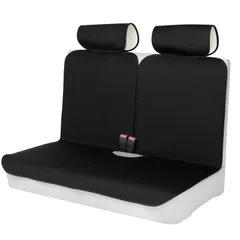★即日発送★TanYooカーシートカバー 防水 後席用 軽自動車適用 ずれにくい ベージュ色SBRボンディング 浅色シートに最適 シート保護 ブラック（ヘッドレストカバー付き） (SBR防水生地後席用 ブラック)