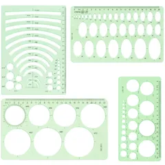 【特価セール】テンプレート 定規 円 デザイン定規 三角 丸 楕円 製図用 スピログラフ 製図セット 定規セット (4点セット)