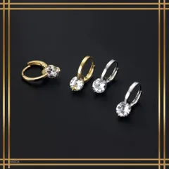 【ゴールド/シルバー】ダイヤ フープピアス 一粒 上品 華奢 大人 女性 高級感 エレガント シンプル 輝き 清楚 普段使い フォーマル ギフト 人気 プレゼント おしゃれ 上質 小ぶり アクセサリー 好印象 贈り物 セミフォーマル 特別 (149 150)