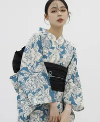 ★メガヒット商品！2026年予約販売開始！ 【L】牡丹ブルー  簡単！1人で着れる ワンピース浴衣3点セット（ワンピース+上衣+兵児帯）浴衣 レディース 浴衣セット /大人ワンピース浴衣 大人 ワンピース浴衣 和服 和装 花火大会 夏祭り 盆踊り フリーサイズ