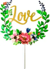 Agata(アガッタ) ケーキトッパー LOVE ピック リーフ 結婚式 ウエディング ブライダル デコレーション カラフル