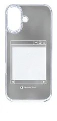 【新品未使用】iPhone16 アイフォン16 クリア ハードケース (グレー) レトロパソコン風 フォトフレーム くすみカラー カバー スマホケース cl-ip16-407