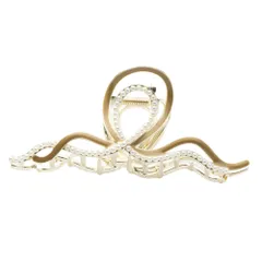 【ベージュ×ワンサイズ】[Cream dot. クリームドット公式] ヘアアクセサリー レディース バンスクリップ ヘアクリップ 大きめビッグ 髪留め まとめ髪 エポキシ パール ループ ループデザイン クロス ダブルライン 大人  