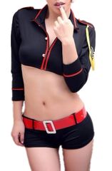 [WesRiva] コスプレ セクシー 婦警 アメリカン ポリス 教官 長袖 ハロウィン レディース コスチューム 変装 衣装 (ブラック) [ブラック]