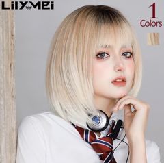 アッシュ　ゴールド　プリン サラサラ ボブ　ウィッグ　ウイッグ