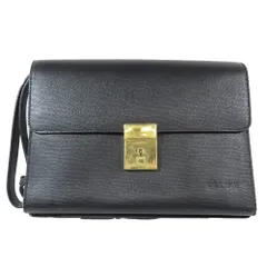 CELINE セリーヌ ヴィンテージ クラッチバッグ セカンドバッグ ゴールド金具 レザー カバン 黒 ブラック メンズ レディース 古着 中古 USED