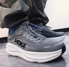 HOKA ONE ONE Bondi 9 “ギャラクティックグレー/ステラーグレー” 快適万能 滑り止め 耐摩耗 ローカット カジュアルランニングシューズ ユニセックス グレー