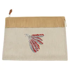 HERMES (エルメス) トゥルース フラット ティピ ポーチ フェザー刺繍  
