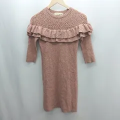 ◇ ⊇ LILY BROWN リリーブラウン ニット 七分袖 ミニ丈 ワンピース サイズF ピンク系 レディース E  【1502060037594】