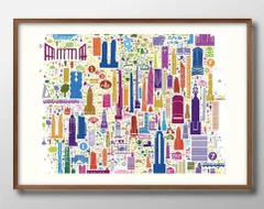 12043 ポスター アート おしゃれ 絵画 インテリア アイコニック ニューヨーク アメリカ 地図 観光 マップ A3サイズ 北欧 イラスト マット紙 艶消し アートパネル 額 フレーム デザイン 壁掛け 