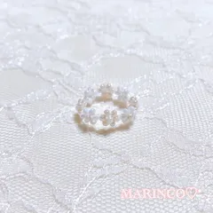 ピンキー パール フラワービーズリング／ホワイトオレンジMIX(NO.737)