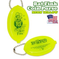 新品 🇺🇸 ラバーコインケース ◆ラットフィンク ネオンイエロー◆ Rat Fink NEON YELLOW RUBBER COIN CASE アメリカン雑貨 キーホルダー キーチェーン キーリング 小銭入れ 財布 小物入れ ピルケース アクセサリー