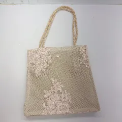 ◇ Θ ノーブランド 花の刺繍 トートバッグ ベージュ系 レディース E  【1411280047811】