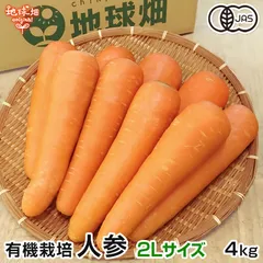 有機人参 2Lサイズ 4kg 冷蔵便 有機栽培 鹿児島県産 宮崎県産 1本300～600g 有機JAS認証 洗い にんじん ニンジン organic 化学肥料・農薬不使用 カロテン A品 秀品 人参ジュース用 発送期間12月～6月のサムネイル