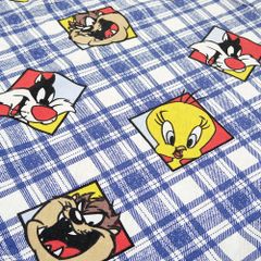 ヴィンテージシーツ　 ルーニーチューン　トゥイーティー　バックスバニー　生地　ハギレ　ハンドメイド　リメイクに/z3