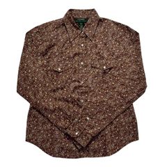 Ralph Lauren ラルフローレン ワイシャツ 茶系 花柄 総柄 ポケット レディース Sサイズ