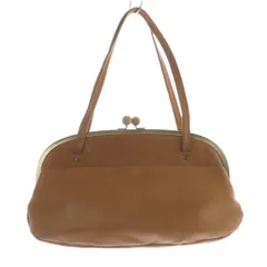 カンミ Kanmi. レザー がま口 ショルダーバッグ ハンドバッグ ロゴ 茶