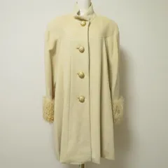 #wnc ダナパリ DANAPARIS コート 黄色系 アイボリー アンゴラ混 スタンドカラー ファー レディース [953331]