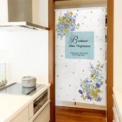 【SIMON BAKER】のれん 85x150cm「Brilliant Blue Fragrance」【日本製】暖簾 家紋 目隠し 花のれん 植物 伊藤若冲【匿名配送ネコポス 全国送料無料】