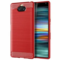Xperia 8 ケース SOV42 エクスペリア8  カーボン調 薄型 耐衝撃 ソフト ケース 【Color】 レッドのサムネイル