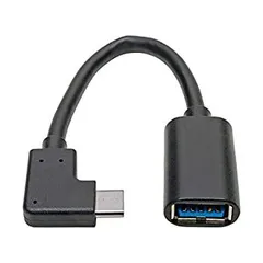 USB-C（Type-C） - USB Type-Aアダプタケーブル、ライトアングル、USB 3.1、Gen 1、5 Gbps、Thunderbolt 3、M/F、15.24 cm