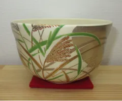 京焼　宮地英香作　仁清写　色絵梅文茶碗　銘早春　大橋香林書付　共箱　C　6581 京焼 宮地英香作 仁清写 色絵梅文茶碗 銘早春 大橋香林書付 共箱