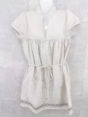 ◇ BEAMS BOY ビームスボーイ ストライプ 半袖 膝丈 ワンピース ベージュ レディース  【1002800901074】