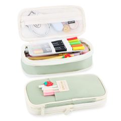 新品 iSuperb ペンケース ペンポーチ 筆箱 筆入れ デザイン 収縮でき 大容量 筆箱横開き 多機能 ガジェット ポーチ高校生 かわいい 収納ポーチ 旅行 出張 男の子 大人 小学生 高校生 大学生用 中学生 人気 少女 女の子 シンプル (ライトグリー