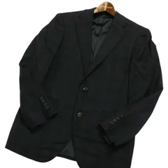 mila schon ミラショーン 秋冬★ ウール100％ チェック テーラード ジャケット Sz.46 メンズ 黒 日本製