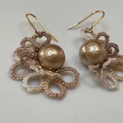 お花とパールのピアス＊イヤリング変更可＊ゴールド大粒コットンパール＊母の日に♡
