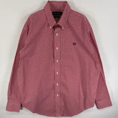古着 90's/90年代 ローレンラルフローレン LaurenRalphLauren 長袖シャツ ワンポイント ロゴ 刺繍 ボタンダウンシャツ NON-IRON 17 34/35 XL  レッド系 チェック メンズ