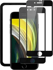 BLUE CRAFT BLUECRAFT ガラスフィルム 日本AGC素材採用強化ガラス 液晶保護フィルム 硬度9H 指紋防止 気泡防止 自動吸着(全面保護クリア 2枚セット ガイド枠付( S,  iPhone SE3/SE2/8/7/6s/)