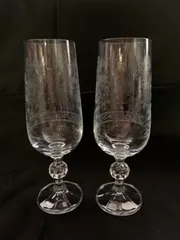 クリスタルグラス ボヘミア風 シャンパングラス 2客セット