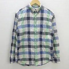 C■ニコアンド/niko and... チェック柄 長袖シャツ/ネルシャツ【3】緑青白/MENS■166【中古】