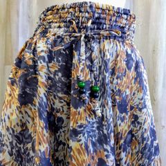 【新品✨】RAMUS 花柄シフォン ミディスカート M相当 ホワイト×グレー×ベージュ×イエロー ポリエステル100%