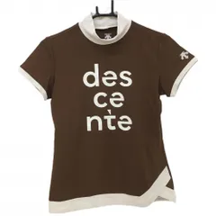 【超美品】デサントゴルフ 半袖ハイネックシャツ ブラウン×ベージュ レディース M ゴルフウェア 2023年モデル DESCENTE