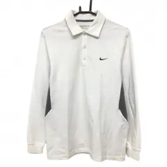 ナイキ 長袖ポロシャツ 白×グレー サイド切替  メンズ S P CH(S) ゴルフウェア NIKE