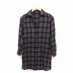 アーバンリサーチ URBAN RESEARCH シャツワンピース チェック柄 ひざ丈 長袖 コットン 綿 ONE ブラウン 茶 ネイビー 紺 /FT5