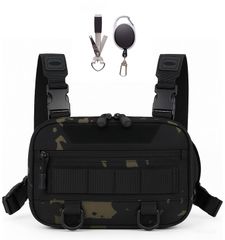 新品 Thujopsis 釣りバッグ フィッシングバッグ タックルバッグ チェストバッグ 登山 サイクリング タクティカル 多機能 ラインカッター付き 黒 迷彩 (迷彩)