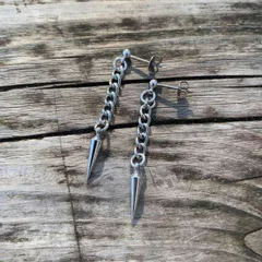 両耳ピアス スパイク チェーンピアス チタンポスト メンズ レディースレディース