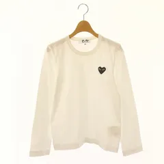 プレイコムデギャルソン PLAY COMME des GARCONS AD2020 BLACK HEART L S T SHIRT Tシャツ カットソー 長袖 ワッペン M 白 黒 ホワイト ブラック /DF ■OS