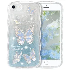 【数量限定】韓国 ケース ケース 薄くて軽い かわいい 人気 透明 おしゃれ TPUソフトケース スマホケース ウェーブ 耐衝撃 ちょう 可愛い 携帯カバー キラキラ SE3 クリア 用 用 クリアケース SE3/SE2/8/7 (iPhone iPhone