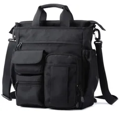 Color:ブラック [D-SACK] メンズ トートバッグ ナイロン 大容量 肩がけ 2way A4 15インチ ショルダー バッグ 手提 通勤 ブラック