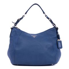 PRADA プラダ バックル ジップ ホーボー 青 ヴィテロ ダイノ A