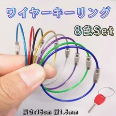 ワイヤーキーリング キーチェーン 8本セット キーホルダー ロックワイヤー